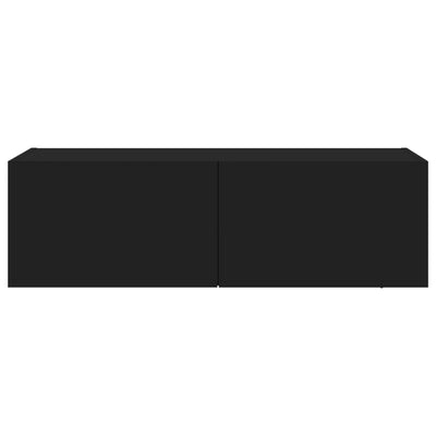 TV-seinäkaappi LED-valoilla musta 100x35x31 cm