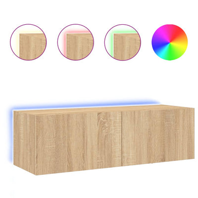 TV-seinäkaappi LED-valoilla Sonoma-tammi 100x35x31 cm