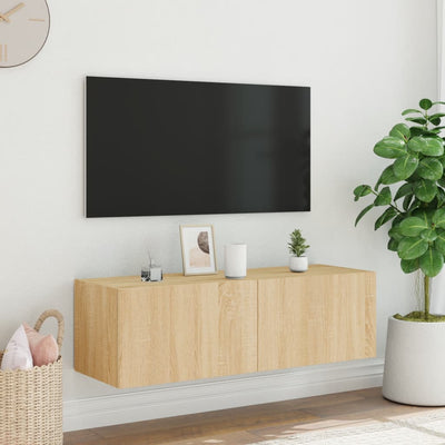 TV-seinäkaappi LED-valoilla Sonoma-tammi 100x35x31 cm