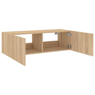 TV-seinäkaappi LED-valoilla Sonoma-tammi 100x35x31 cm