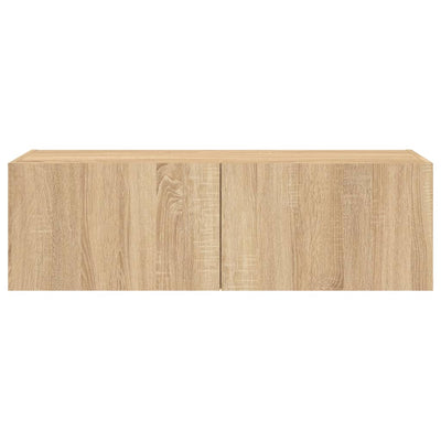 TV-seinäkaappi LED-valoilla Sonoma-tammi 100x35x31 cm