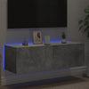 TV-seinäkaappi LED-valoilla betoninharmaa 100x35x31 cm