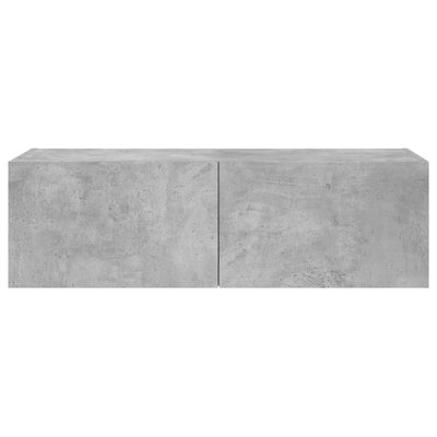 TV-seinäkaappi LED-valoilla betoninharmaa 100x35x31 cm