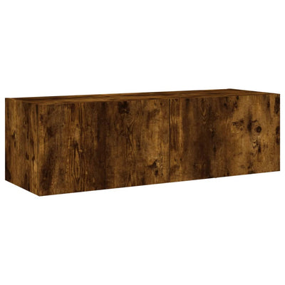TV-seinäkaappi LED-valoilla savutammi 100x35x31 cm