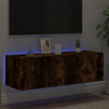 TV-seinäkaappi LED-valoilla savutammi 100x35x31 cm