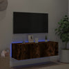 TV-seinäkaappi LED-valoilla savutammi 100x35x31 cm