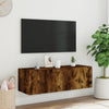 TV-seinäkaappi LED-valoilla savutammi 100x35x31 cm