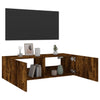 TV-seinäkaappi LED-valoilla savutammi 100x35x31 cm