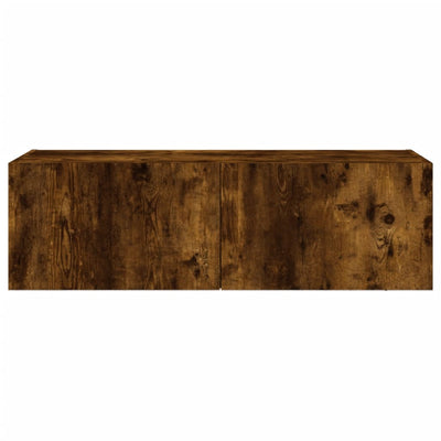 TV-seinäkaappi LED-valoilla savutammi 100x35x31 cm