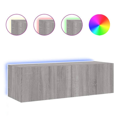 TV-seinäkaappi LED-valoilla harmaa Sonoma 100x35x31 cm