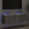 TV-seinäkaappi LED-valoilla harmaa Sonoma 100x35x31 cm