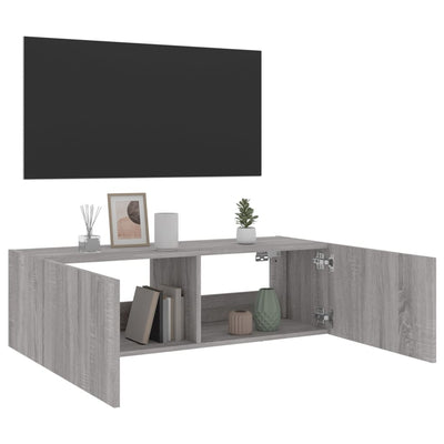 TV-seinäkaappi LED-valoilla harmaa Sonoma 100x35x31 cm