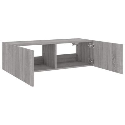 TV-seinäkaappi LED-valoilla harmaa Sonoma 100x35x31 cm
