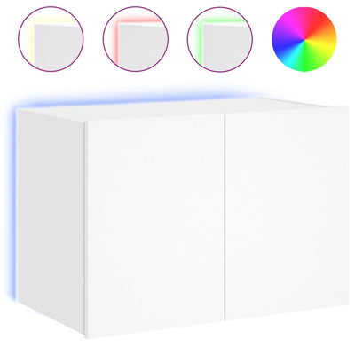 TV-seinäkaappi LED-valoilla valkoinen 60x35x41 cm