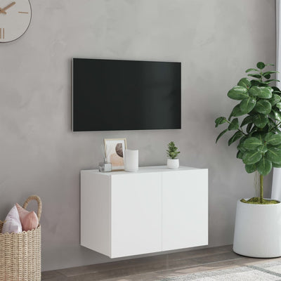 TV-seinäkaappi LED-valoilla valkoinen 60x35x41 cm