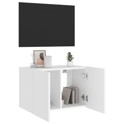 TV-seinäkaappi LED-valoilla valkoinen 60x35x41 cm
