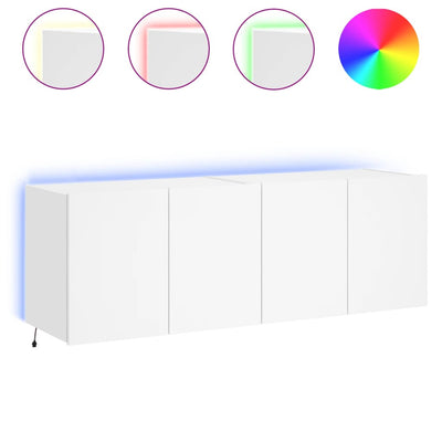 TV-seinäkaapit LED-valoilla 2 kpl valkoinen 60x35x41 cm