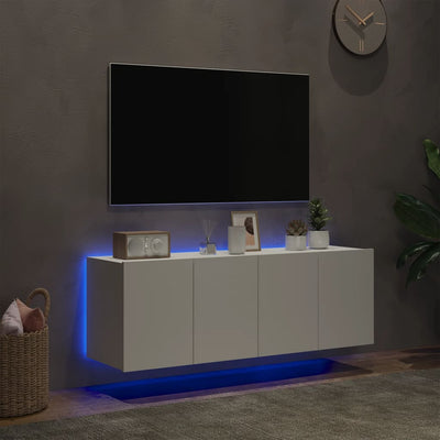 TV-seinäkaapit LED-valoilla 2 kpl valkoinen 60x35x41 cm
