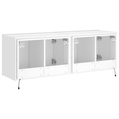 TV-seinäkaapit LED-valoilla 2 kpl valkoinen 60x35x41 cm