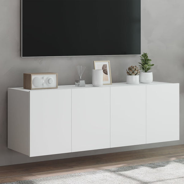 TV-seinäkaapit LED-valoilla 2 kpl valkoinen 60x35x41 cm