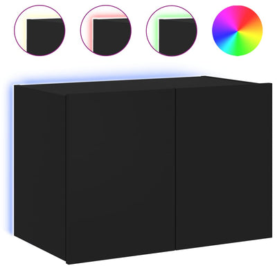 TV-seinäkaappi LED-valoilla musta 60x35x41 cm