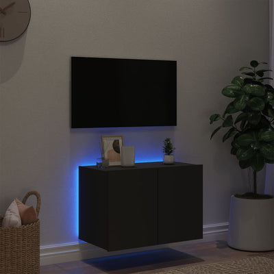 TV-seinäkaappi LED-valoilla musta 60x35x41 cm