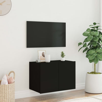 TV-seinäkaappi LED-valoilla musta 60x35x41 cm