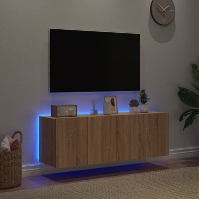 TV-seinäkaapit LED-valoilla 2 kpl Sonoma-tammi 60x35x41 cm