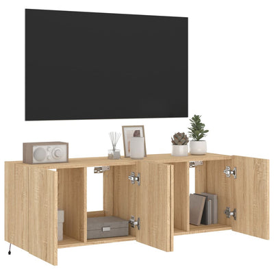 TV-seinäkaapit LED-valoilla 2 kpl Sonoma-tammi 60x35x41 cm