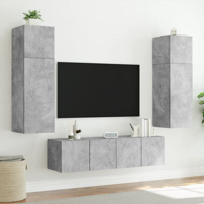 TV-seinäkaappi LED-valoilla betoninharmaa 60x35x41 cm