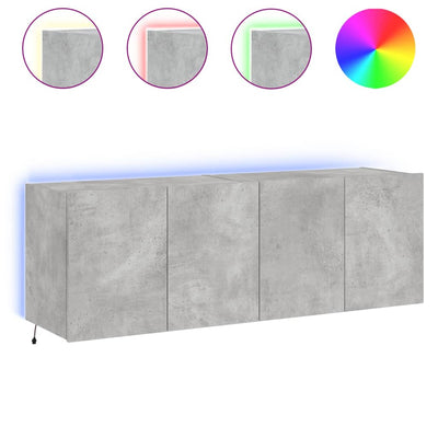 TV-seinäkaapit LED-valoilla 2 kpl betoninharmaa 60x35x41 cm