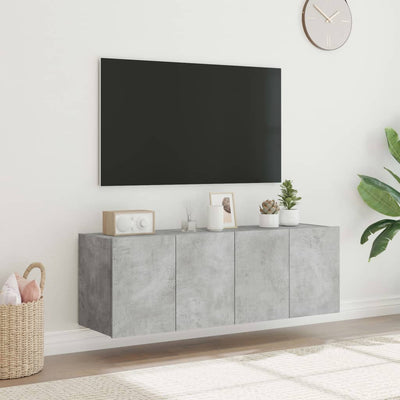TV-seinäkaapit LED-valoilla 2 kpl betoninharmaa 60x35x41 cm