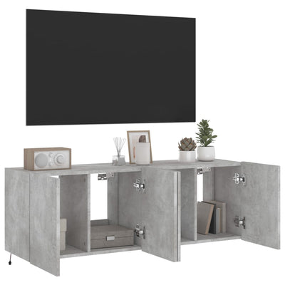 TV-seinäkaapit LED-valoilla 2 kpl betoninharmaa 60x35x41 cm