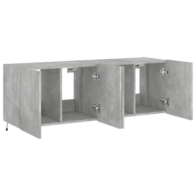 TV-seinäkaapit LED-valoilla 2 kpl betoninharmaa 60x35x41 cm