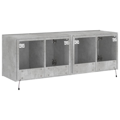 TV-seinäkaapit LED-valoilla 2 kpl betoninharmaa 60x35x41 cm