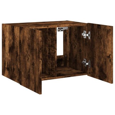 TV-seinäkaappi LED-valoilla savutammi 60x35x41 cm