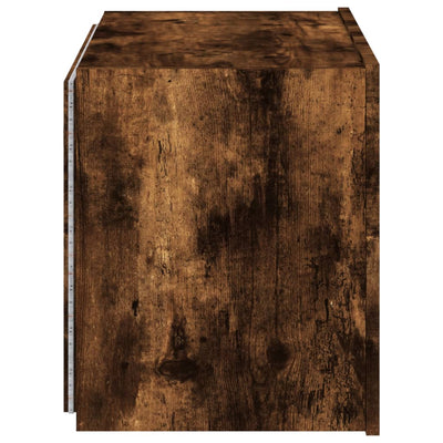 TV-seinäkaappi LED-valoilla savutammi 60x35x41 cm