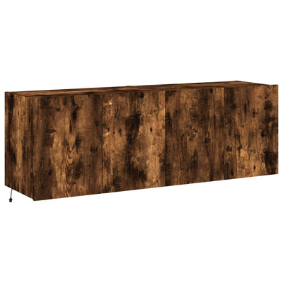 TV-seinäkaapit LED-valoilla 2 kpl savutammi 60x35x41 cm