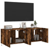 TV-seinäkaapit LED-valoilla 2 kpl savutammi 60x35x41 cm