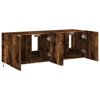 TV-seinäkaapit LED-valoilla 2 kpl savutammi 60x35x41 cm
