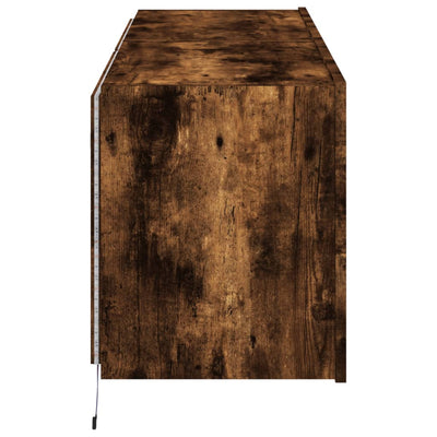 TV-seinäkaapit LED-valoilla 2 kpl savutammi 60x35x41 cm