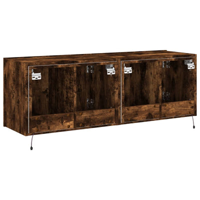 TV-seinäkaapit LED-valoilla 2 kpl savutammi 60x35x41 cm