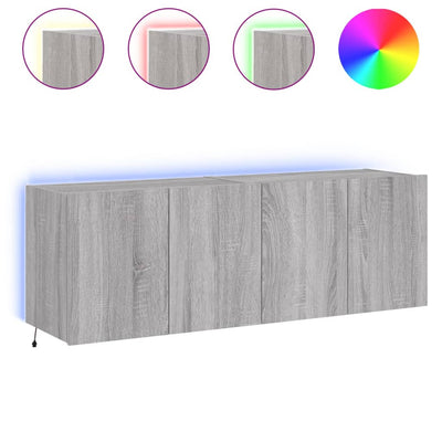 TV-seinäkaapit LED-valoilla 2 kpl harmaa Sonoma 60x35x41 cm