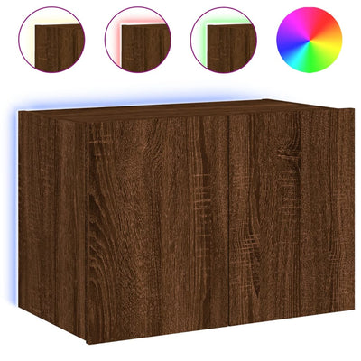 TV-seinäkaappi LED-valoilla ruskea tammi 60x35x41 cm