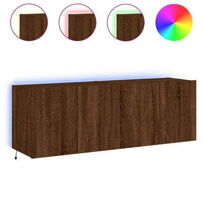TV-seinäkaapit LED-valoilla 2 kpl ruskea tammi 60x35x41 cm