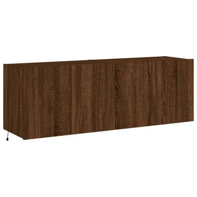 TV-seinäkaapit LED-valoilla 2 kpl ruskea tammi 60x35x41 cm