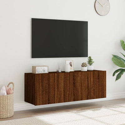 TV-seinäkaapit LED-valoilla 2 kpl ruskea tammi 60x35x41 cm
