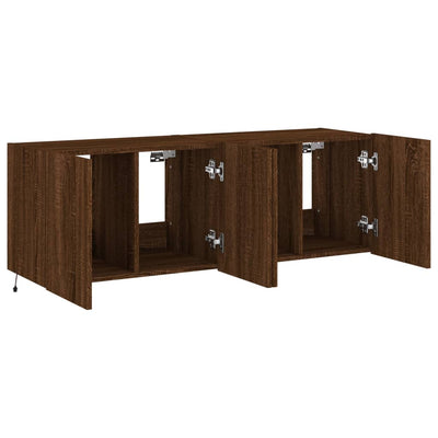 TV-seinäkaapit LED-valoilla 2 kpl ruskea tammi 60x35x41 cm