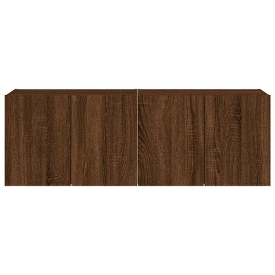 TV-seinäkaapit LED-valoilla 2 kpl ruskea tammi 60x35x41 cm