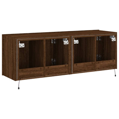 TV-seinäkaapit LED-valoilla 2 kpl ruskea tammi 60x35x41 cm